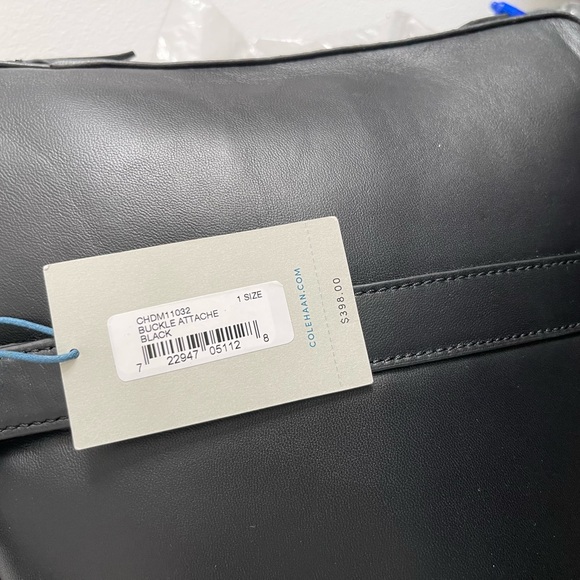 Cole Haan Black Leather Attaché Briefcase CHDM11032 W/Shoulder Strap Brand New - Picture 2 of 12